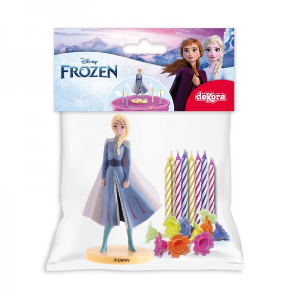 Figurine de décoration de gâteau avec bougies Elsa Frozen