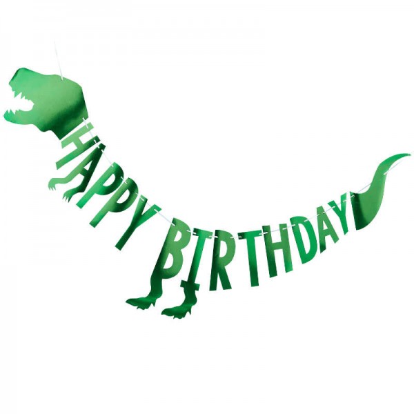 "Girlande ""Happy Birthday"" Dino metallic"