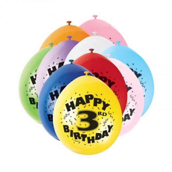 Luftballons 3. Geburtstag, 10 Stk.