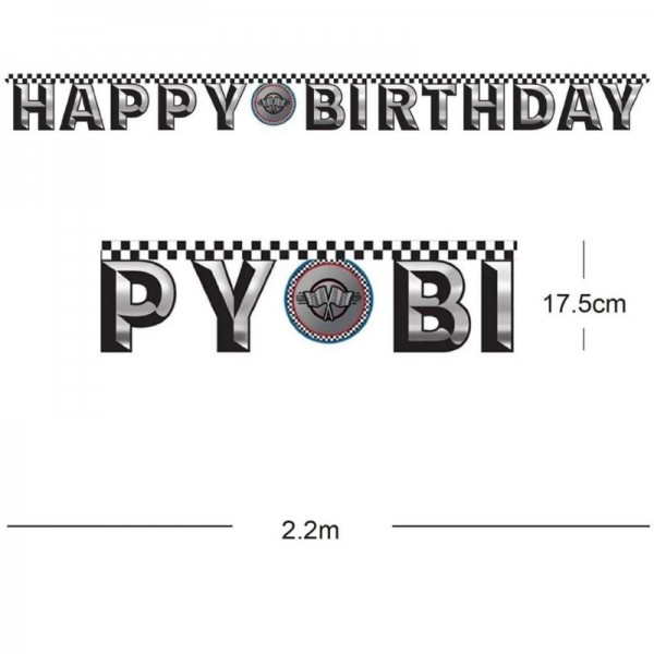 Girlande Happy Birthday Autorennen