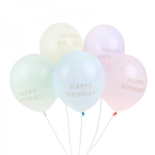 Luftballons Happy Birthday Pastell