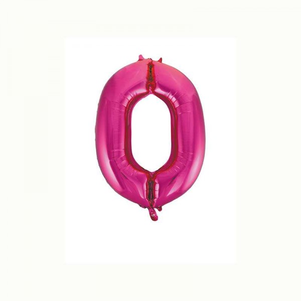 Folienballon Zahl 0 metallic-pink, 1 Stk.