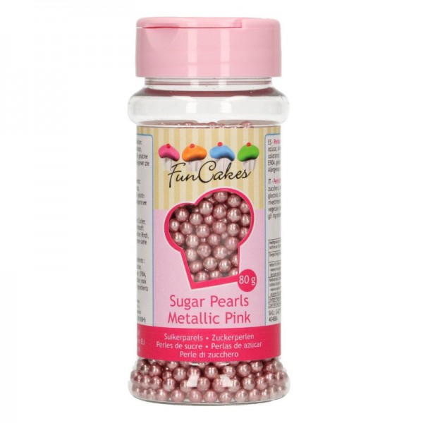 Funcakes Zuckerstreusel Perlen Metallic pink, 80 g