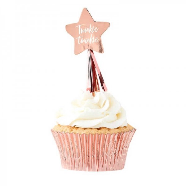Cupcake Topper Twinkle Star Rose Gold