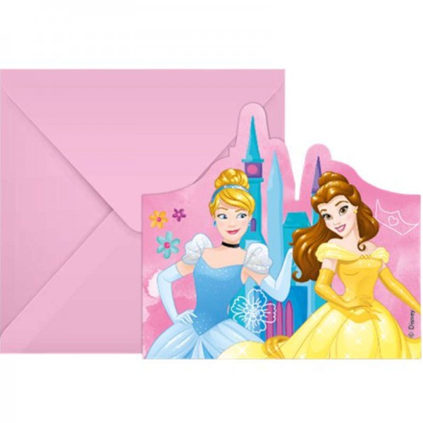Einladungskarten Disney Prinzessin, 6 Stk.