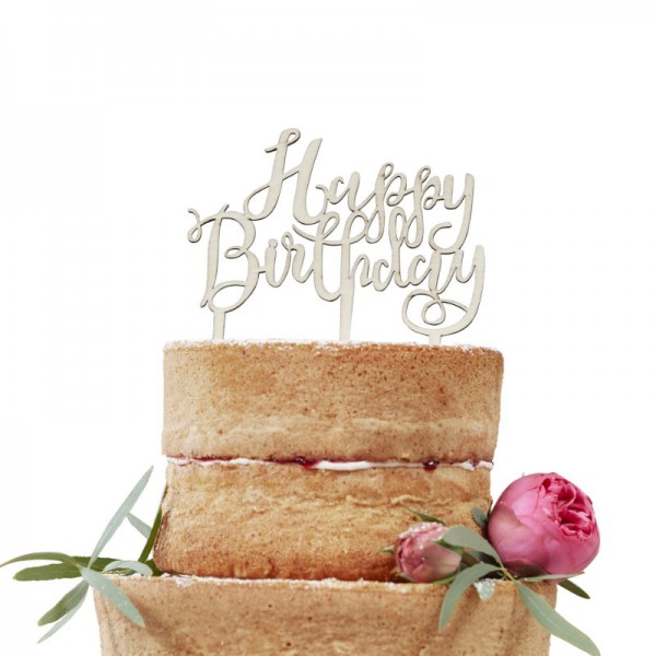 Cake Topper Happy Birthday Holz