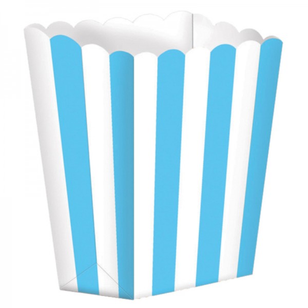 Popcornboxen blau und weiss gestreift, 5 Stk.