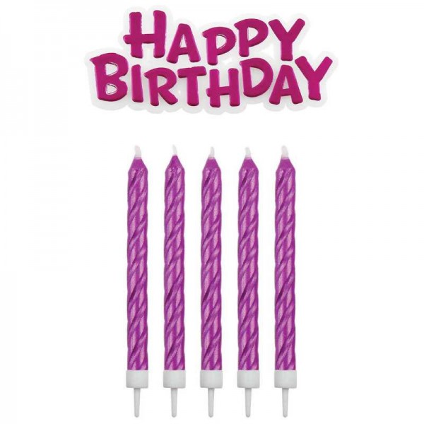 Geburtstagskerzen Happy Birthday pink