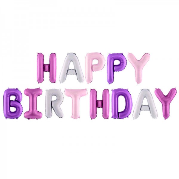 Folienballon Happy Birthday Pink Mix