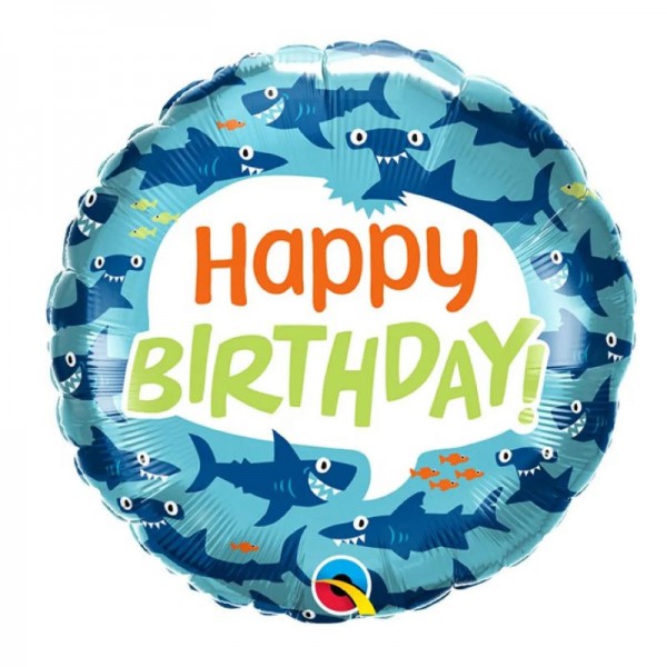 Ballon plastique Happy Birthday Requins