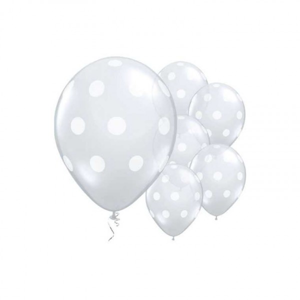 Luftballons transparent mit weissen Punkten, 25 Stk.