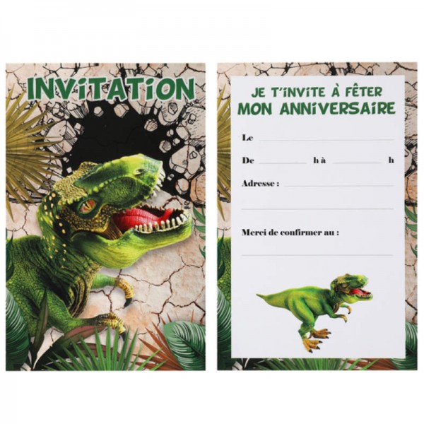Einladungskarten Dinosaurier, 6 Stk.