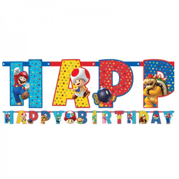 Girlande Happy Birthday Super Mario Bros, 3,2 m