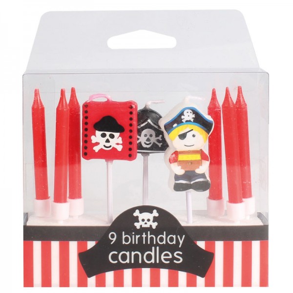 Bougies d'anniversaire pirates, 9 pcs.
