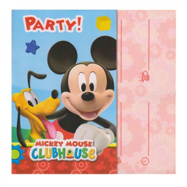 Einladungskarten Mickey Mouse, 6 Stk.