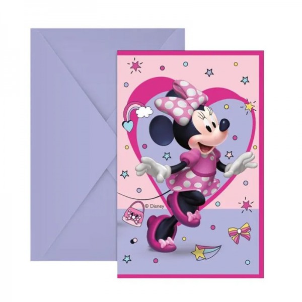 Cartes d'invitation Minnie Mouse, 6 pcs.