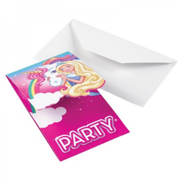 Einladungskarten Barbie, 8 Stk.