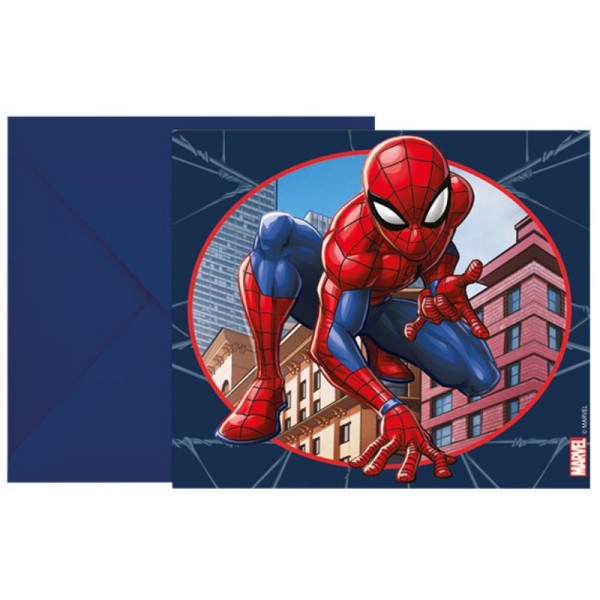 Einladungskarten Spiderman, 6 Stk.