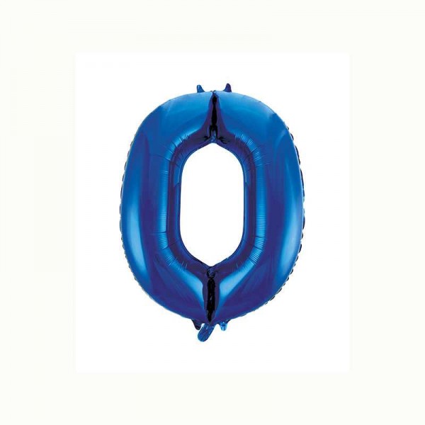 Folienballon Zahl 0 metallic-blau, 1 Stk.