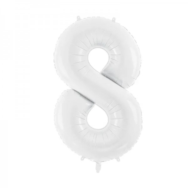 Folienballon Zahl 8 Weiss