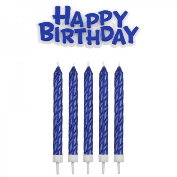 Geburtstagskerzen Happy Birthday blau