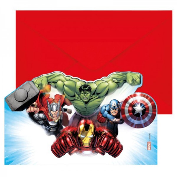 Einladungskarten Avengers, 6 Stk.