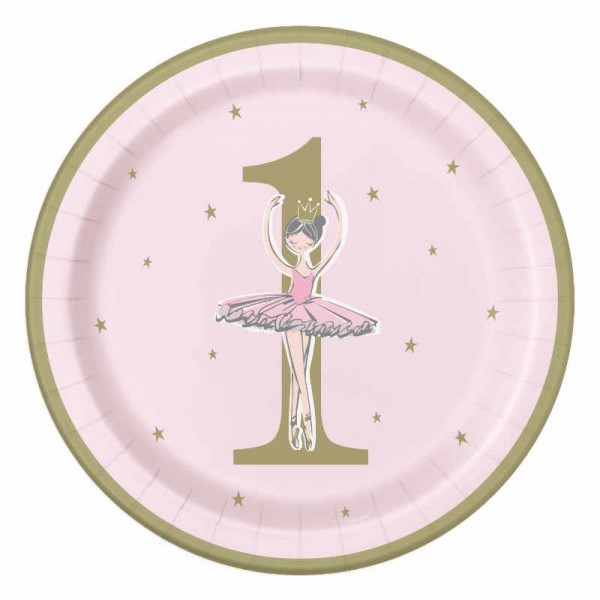 Teller 1. Geburtstag Ballerina, 8 Stk.