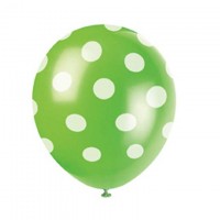 Luftballons grün mit weissen Punkten, 6 Stk.