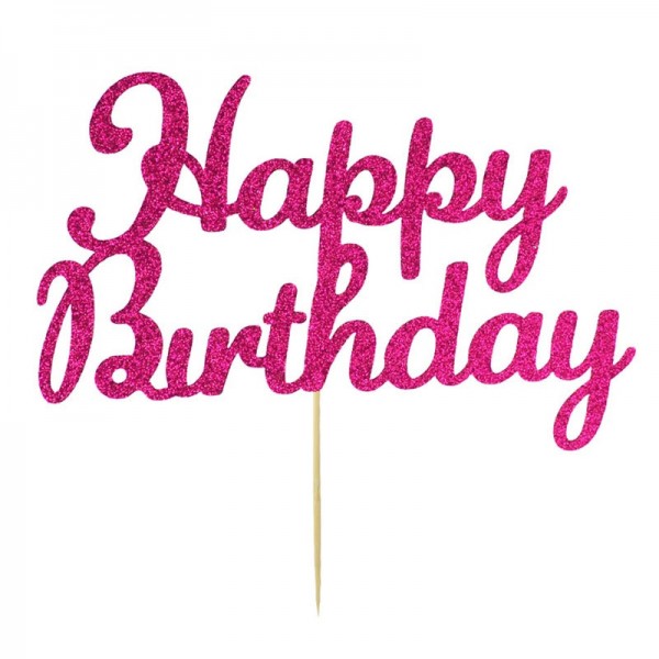 Cake Topper Happy Birthday Pink