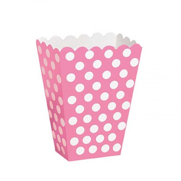 Popcornbox rosa mit weissen Punkten, 8 Stk.